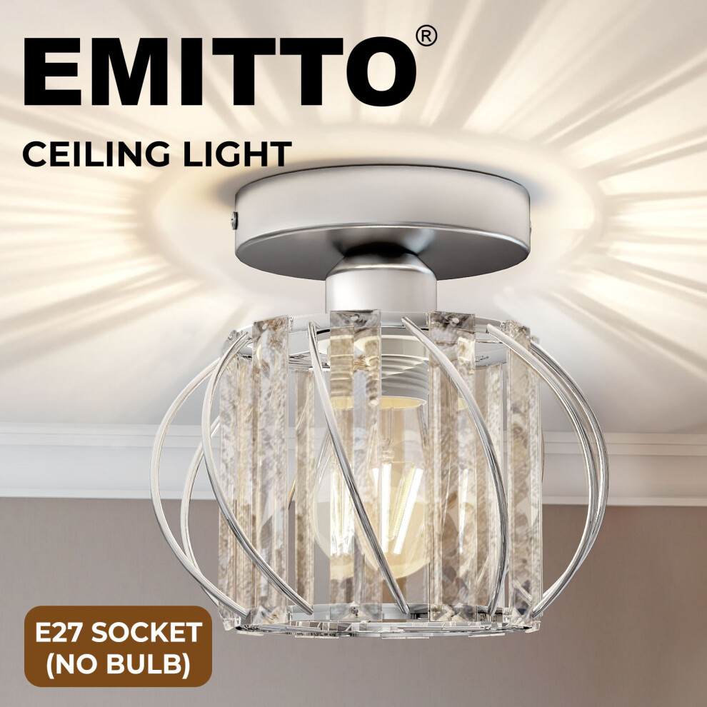 Emitto Crystal Ceiling Semi Flush Mount Chandelier Modern Hallway Light/Silver