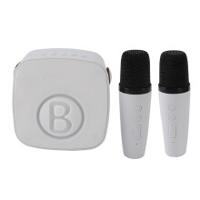 Mini haut-parleur karaoké Bluetooth sans fil miniature avec 2 microphones - Blanc, batterie 1200mAh