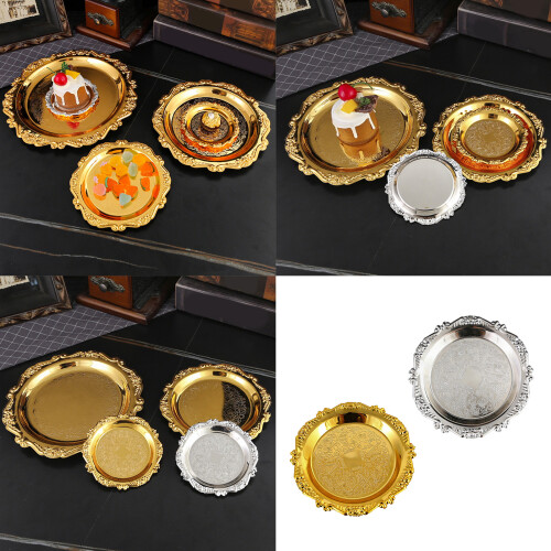 Sturdy Iron Fruit and Snacks Tray Feature-Gold. 10 inches 2