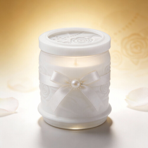 Decorative Rose Scent Candle Cup Displaying Ribbon Ornamentation 1