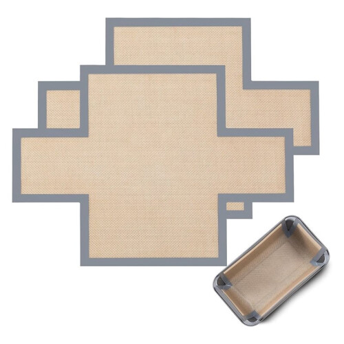 2 Unidades de Forros de Silicone Antiaderentes e Reutilizáveis para Forma de Pão de 24 X 13 cm (9,5 X 5 Polegadas) 2