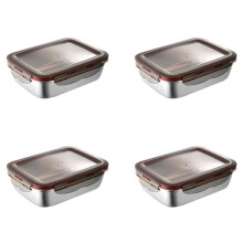 4X Boîte à Lunch en Acier Inoxydable de 220 Ml Boîtes à Lunch Scellées pour Aliments Frais