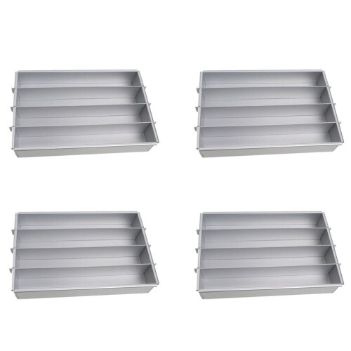 4X Battenberg Battenberg Cake Pan, Commercial Weight Anodised Aluminium, Silver A
