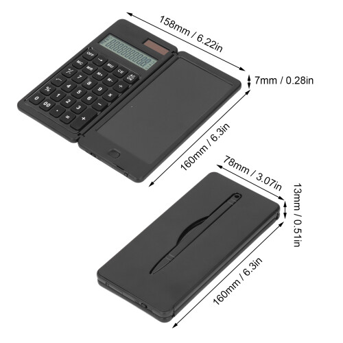 Solarer Bürodrehtabletkalkulator & Schreibplatte, Schwarz, 120mAh 1