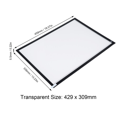 A3 LED Light Board with Stepless Dimming, USB C, Black 1