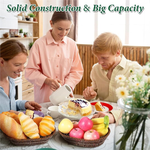 3 Pack Wicker Baskets, Woven Bread Baskets Sets,Tabletop Food Vegetable Basket for Serving Display Kitchen Restaurant