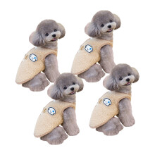 4pcs Fashion Fleece Dog Vests Simple Versatiles Styling-Khaki S