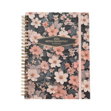 2026 Daily Planner Organizers Notebook-Pink and white flowe
