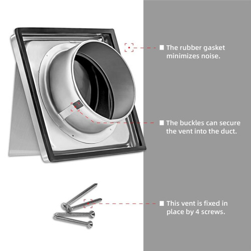 4-Inch External Extractor Wall Vent Outdoor Cushioned Non Return Flap 2