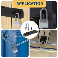 2 Sets 5 Inch Padlock Hasp Locks, Stainless Steel Padlock with 1.5inch Long Shackle, Door Lock Black