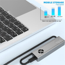 Caixa SSD M.2 de Protocolo Duplo com Ventoinha de Resfriamento para Disco SSD M.2 NVMe NGFF  para PCIe M Key BM Key USB-C 10Gbps (Curto)