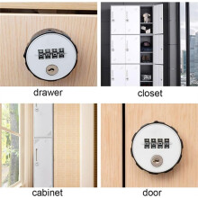 Combination Cabinet Cam Lock 4 Digital Resettable Round Padlock with Keys Password Drawer Door Anti-Theft 20mm