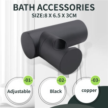 Support de Pomme de Douche de Salle de Bain en Laiton Mural Support de Douche Portable Durable Noir Accessoires de Bain