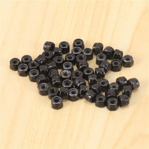 M2 Zinc Plated Nylock Nylon Insert Hex Lock Nuts Black 250Pcs 1