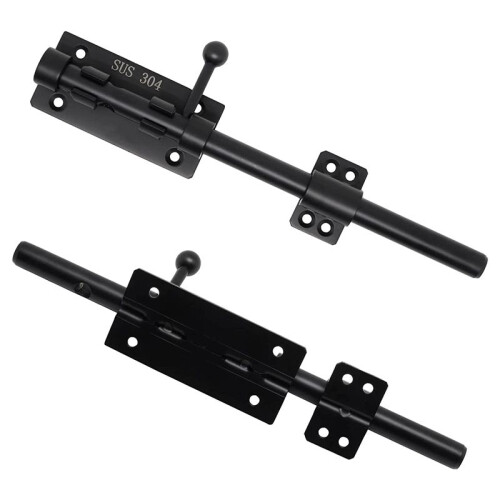 Heavy Duty Slide Bolt Gate  with A Padlock, Horizontal Bolt  Floor  Hardware and Lockable (Black,10 Inch) 1