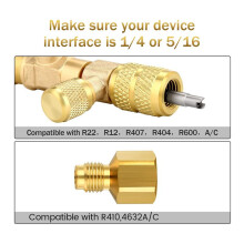 Kit D'Outils D'Installation pour Extracteur de Noyau de Valve avec Double Port 1/4 et 5/16 pour R22 R12 R407 R410 R404 R32 R600