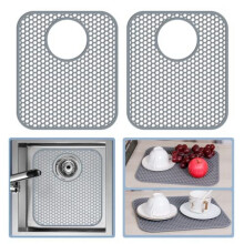 SpüLbeckenmatte Aus Silikon, 2Er-Pack SpüLbeckenschutz für KüChenspüLe mit Hinterem Abfluss, Zusammenklappbare, Rutschfeste, HitzebestäNdige