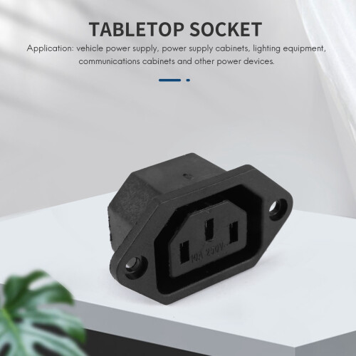 AC 250V 10A IEC 320 C13 Panel Mount Plug Connector Socket Black 1