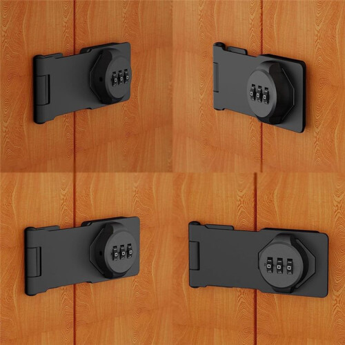 Keyless Combination Lock -3-Digit Combination Lock for Cabinet Doors - Twist Knob Hasp  Lock with Password Code 1