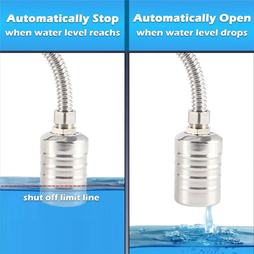2PCS Fully Automatic Water Level Control Float Valve, Stainless Steel  Floating  Valve -1/2In side Water Intake 2