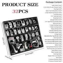 32 Pcs Sewing Machine Presser Foot Set, Snap Sewing Feet Fit for Singer, , Babylock, Euro-Pro