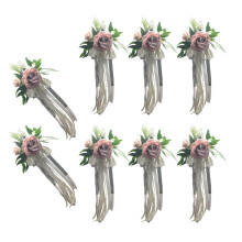 Set mit 6 luxuriösen Kirchenbänken, Blumen für-Kaffeefarbe