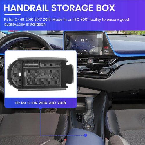 Car Styling Accessories Plastic Interior Armrest Storage Box Organizer Case Container Tray for  C-Hr Chr 2016 2017 2018 Black 1