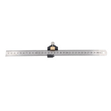 Stahllineal 12 Zoll 30cm Aluminium & Edelstahl mit Positionierblock