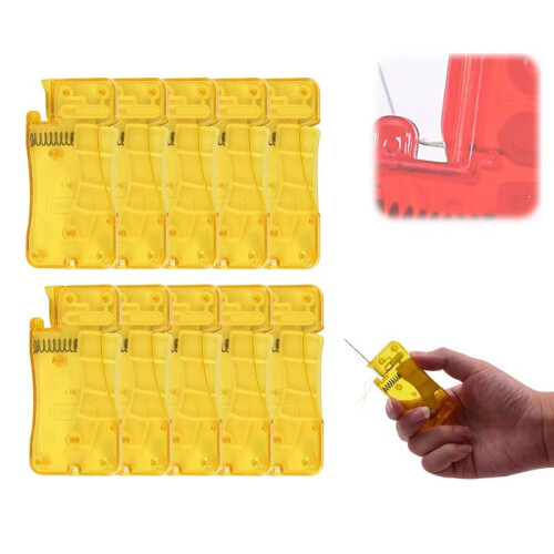 Auto Needle Threader for Hand Sewing, New Simple Needle Threader, Easy to Use Needle Threaders Tool,Yellow 10pcs 1