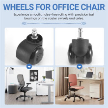 Roues de Chaise de Bureau, Roulettes de Remplacement Souples et Silencieuses de 2 Pouces pour Chaise de Travail et de Jeu, Roulement Robuste et SûR