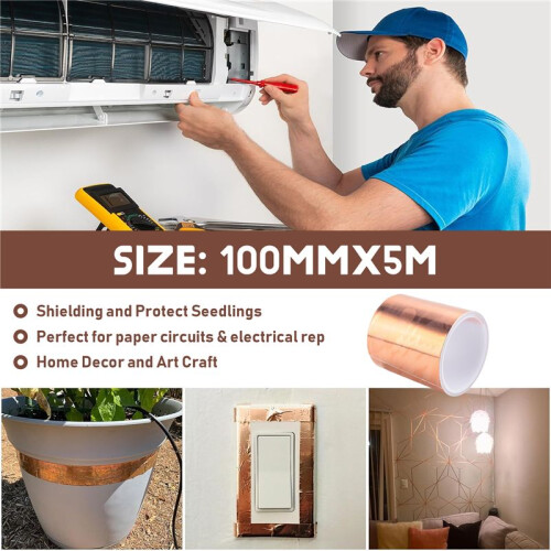100Mmx5M Ren Kopparrulle EMI Ledande Gitarrskyddsband 2
