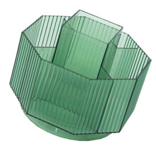 360 Drehbarer grüner Kunststoff-Stiftehalter, Große Kapazität, 13,5x13,5x11cm