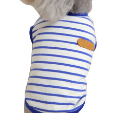 Dog Striped T Shirt XL Blue Soft Stretchy Polyester for Bichon & Schnauzer