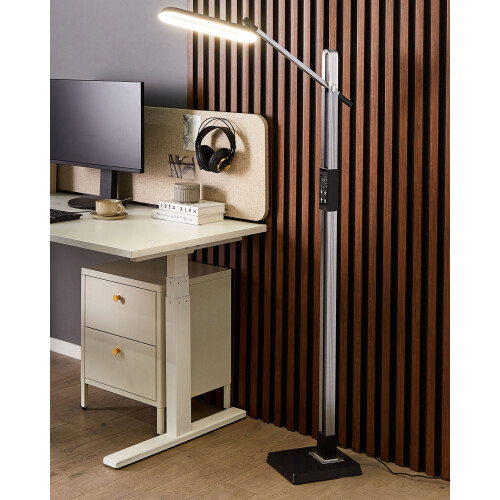 Beliani LED Floor Lamp AQUARIUS with Dimmer Metal Dark Grey 1