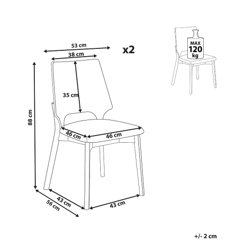 Beliani Set of 2 Dining Chairs ABEE Brown/ Grey 2