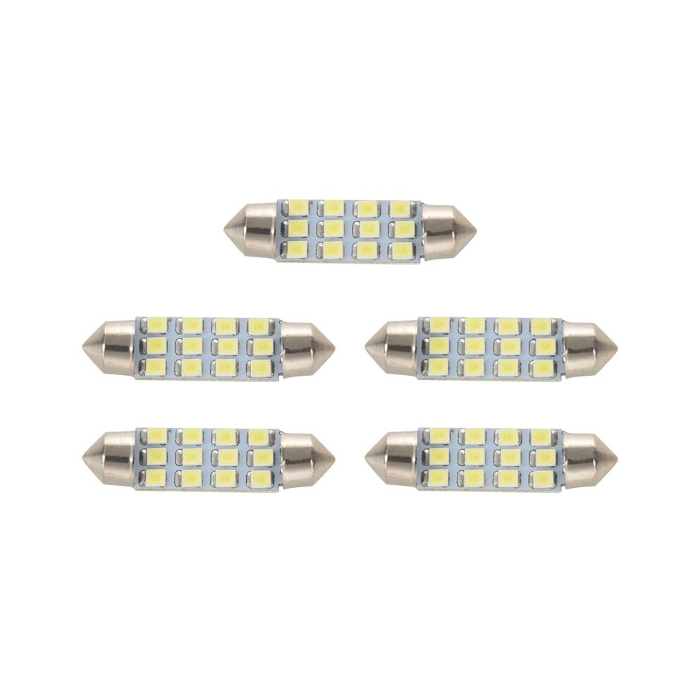 5Pcs 42Mm 12 Smd 3528 Led Car Interior C5w Dome Festoon Bulb Lamp 12V White/Light 4713754220148