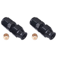 2X 6AN Female Flare to 5/16inch Fuel Hardline Tube Fitting Adapter Connector Aluminum Alloy Black Anodized Straight