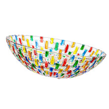 Colorful Crystal Glass Fruit Bowl Cake Candy Plate Decorative