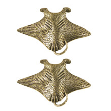 Carving Manta Ray Figurine Brasses Fish Miniature Statue-2pcs