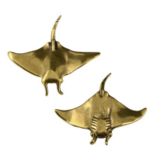 Manta Figurines Metal Animal Statue Fish Decorative-2PCS
