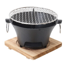 Efficient Combustion Wrought Iron BBQ Barbecue with Wood Base