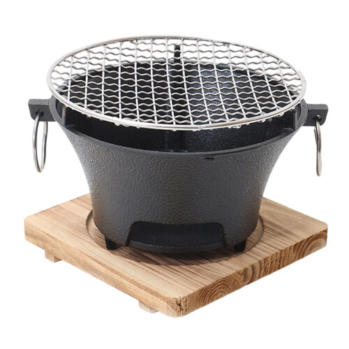 Efficient Combustion Wrought Iron BBQ Barbecue with Wood Base