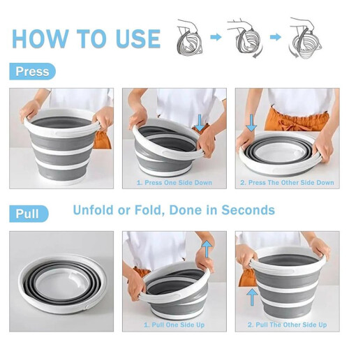 Foldable Buckets - 10L Capacity for Camping, Car Washing, Gardening, Multi-Purpose Use 2-Pack 2