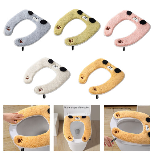 Toilet Lid Cover with Convenient Handle Keep Warm and-Pink 2