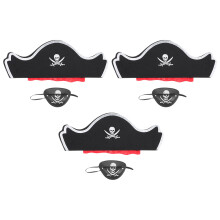 12Stk Piratenhut Set Kinder Mehrfarbig Stoff Plastik Augenklappen