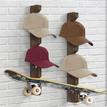 Wooden Hat Hanger for Baseball Cap Home Decor Space-Saving Wooden Organizer with Display Shelf Wood Color