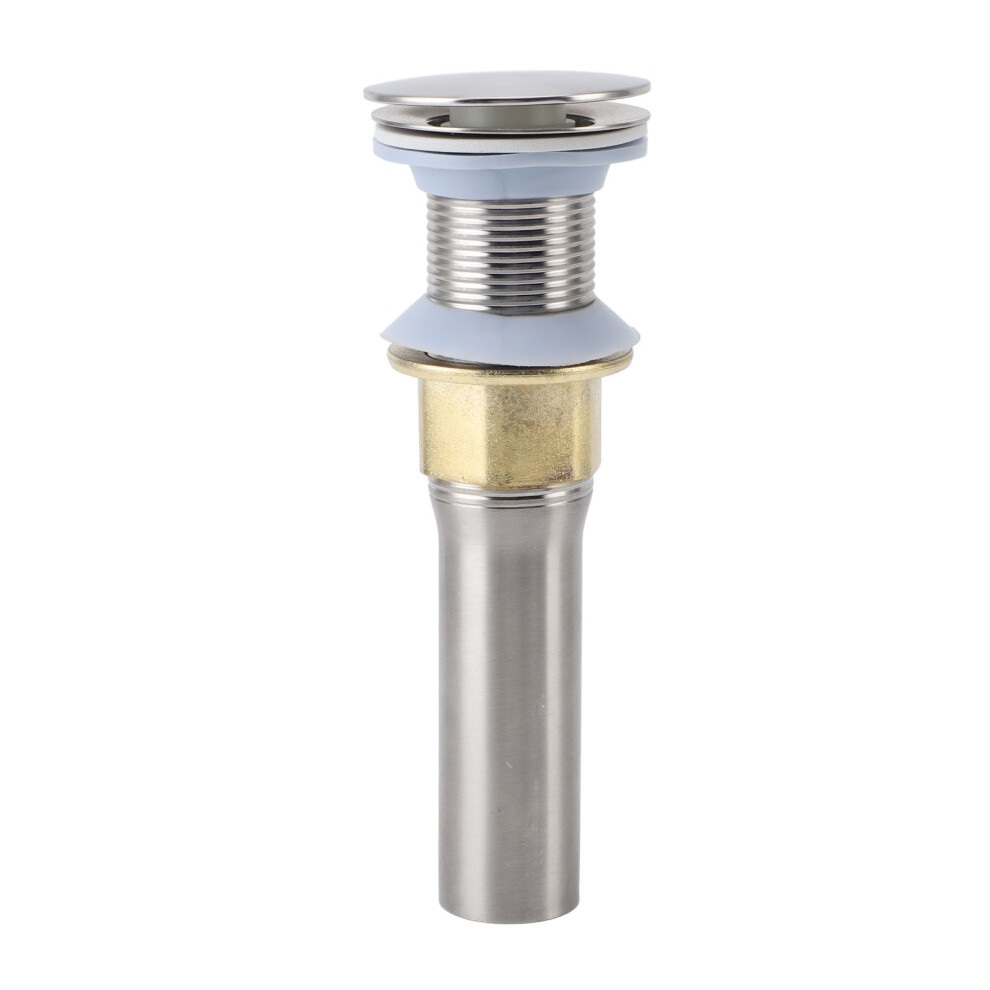 Stainless Steel Popup Sink Drain With Silicone Stopper, Brushed Ni 7651385433407