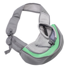 Transportín tipo bandolera para mascotas, tamaño S, verde, cuero PU, nylon