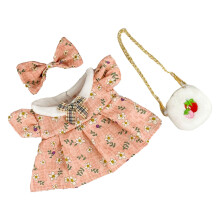 Ensemble de vêtements pour poupée de 20 cm avec sac et nœud, imprimé floral Rie, en coton PP doux