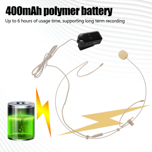 Sistema microfono wireless a 2.4G, batteria da 6 ore, leggero e connessione automatica 2